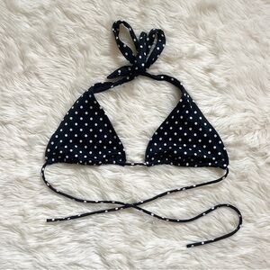 cute triangle black and white polka dot victoria’s secret bikini top !!